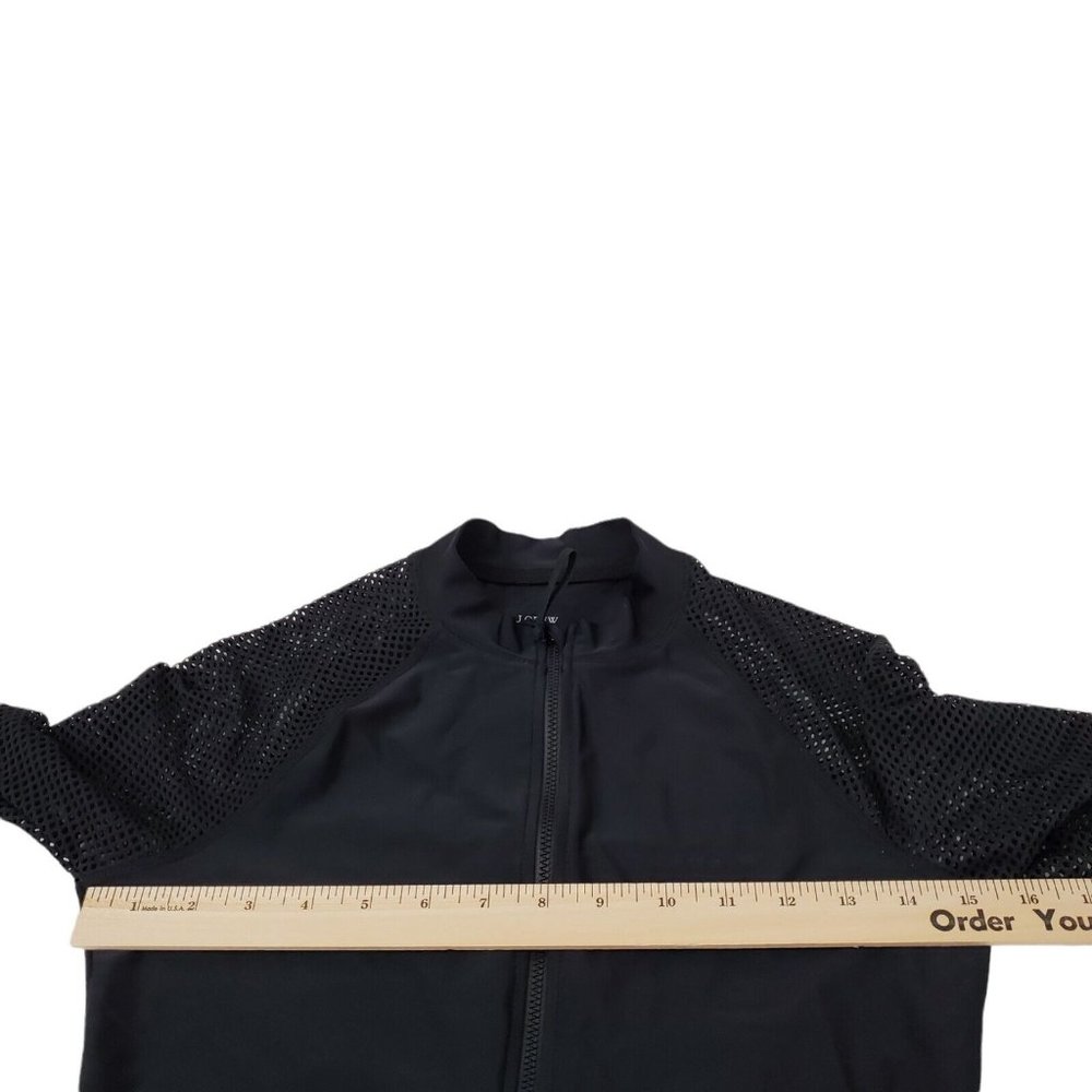 J. Crew Rash Guard Small  Black Mesh Insert Long Sleeve  Swim Cover Up Stretch - Picture 10 of 11